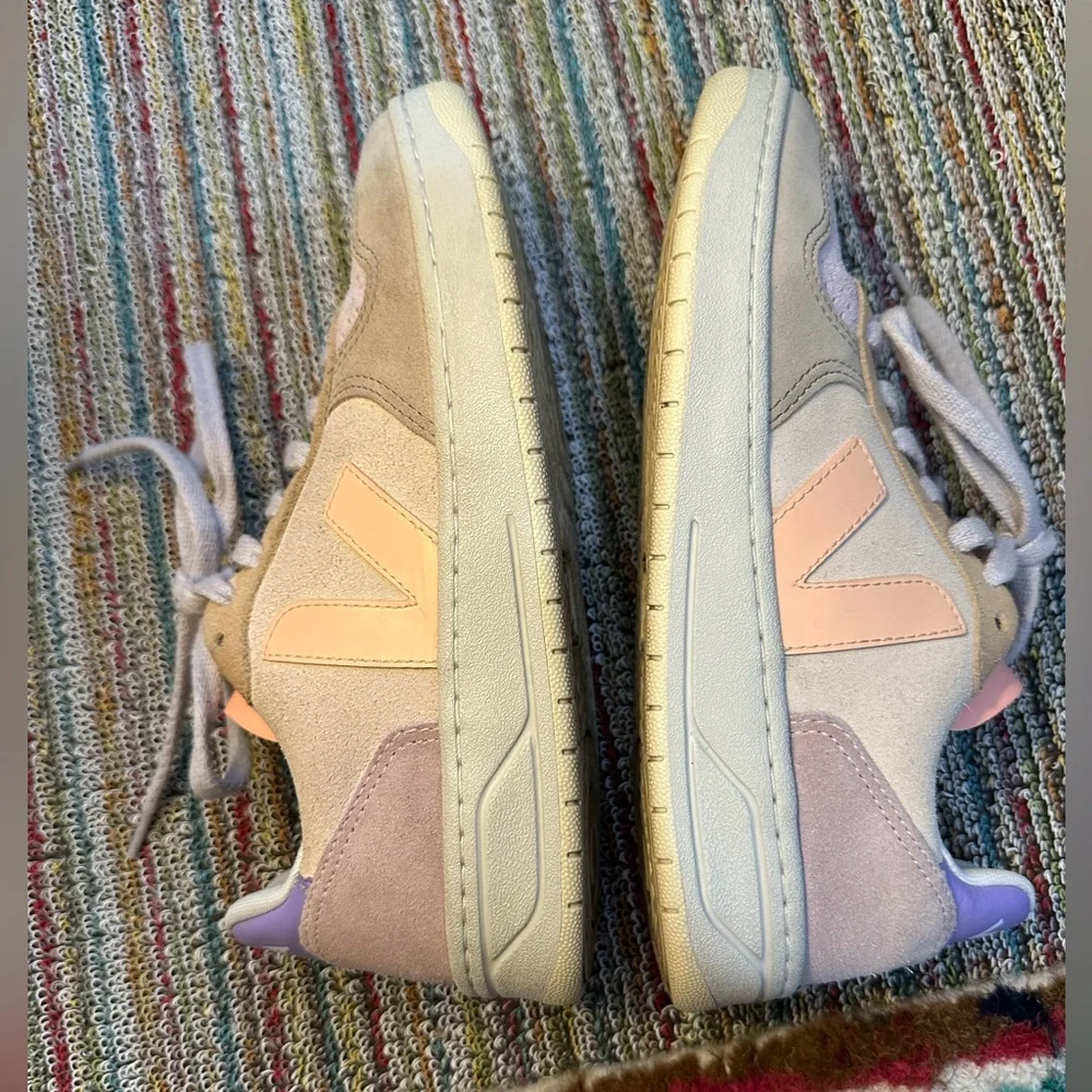 Veja EXCELLENT V-10 suede multico peach sneakers - pink/lavender/tan/butter -6 - Picture 12 of 16